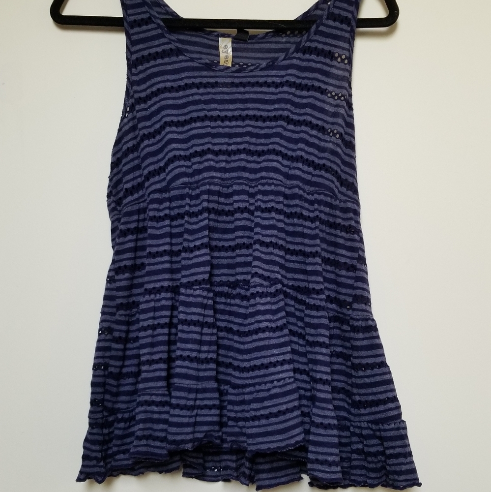 Blue Eyelet Tiered Babydoll Swing Tank